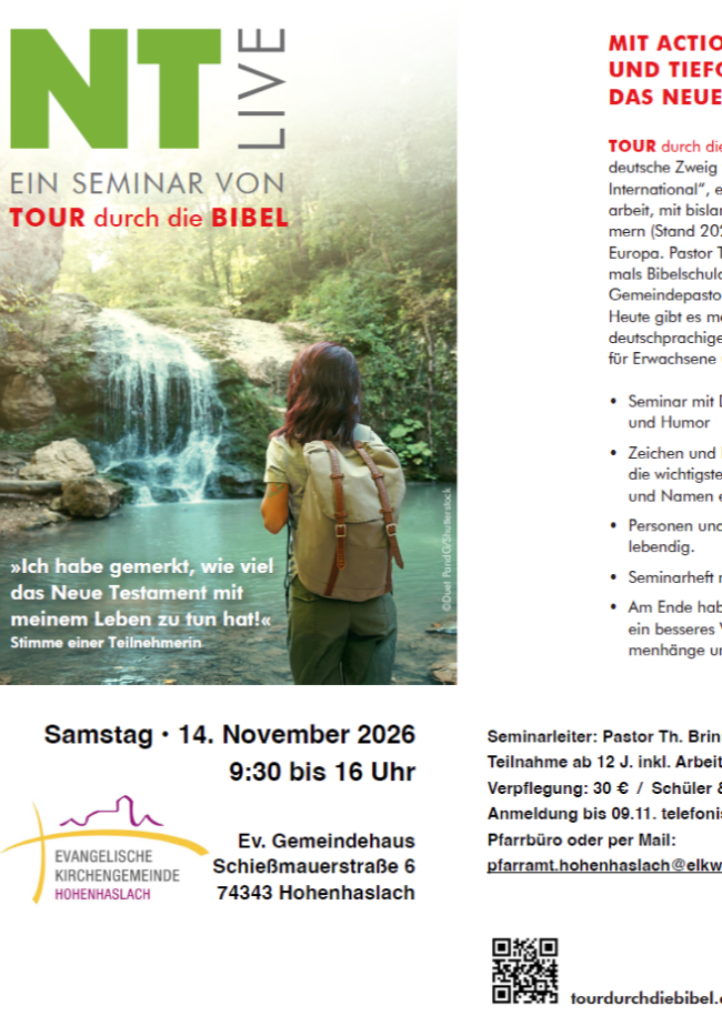 TOUR durch die BIBEL NTLive-Seminar